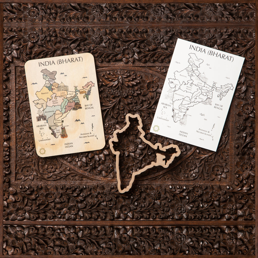India (Bharat) Country Sensory Pack - Eco Cutter™, Timber Tile, And Color In Card